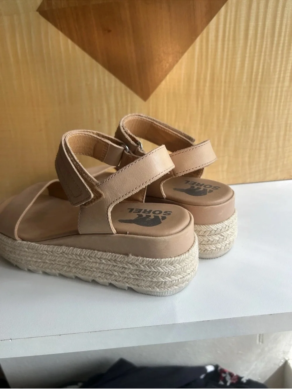 Sorel Cameron Beige Platform Espadrille Sandals with Ankle Strap